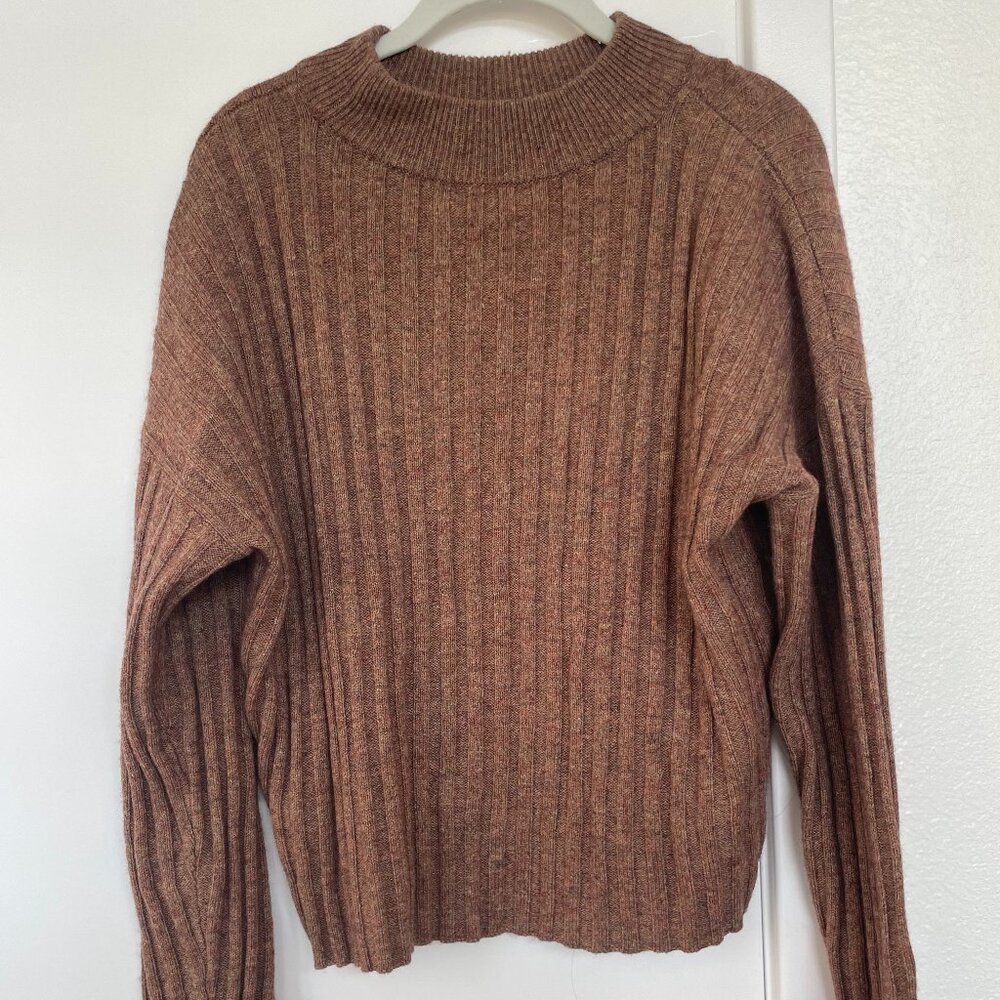 Madewell Brown Ribbed Crew Neck Sweater